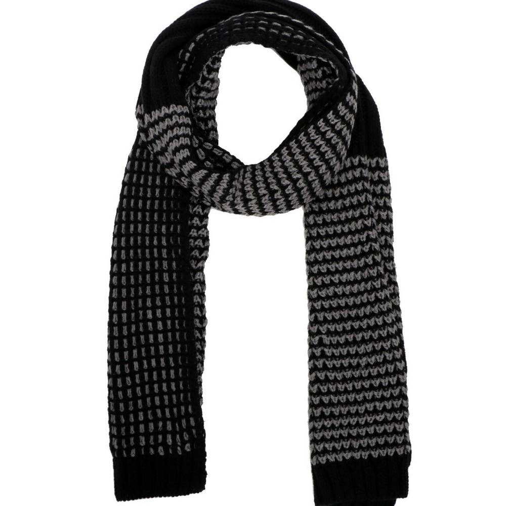 Men's Two-Toned Ribbed Stripe Scarf-  Black/Grey